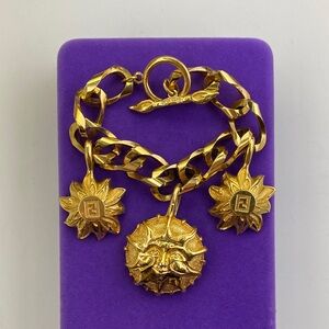 💛 Authentic Vintage FENDI Sun Face Charm Toggle Bracelet | Designer Statement